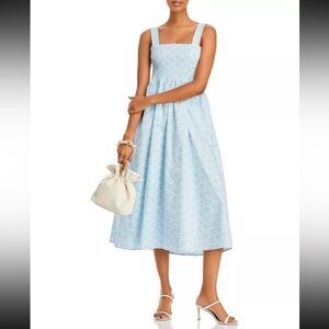 Aqua printed cotton Midi Dress size XS
